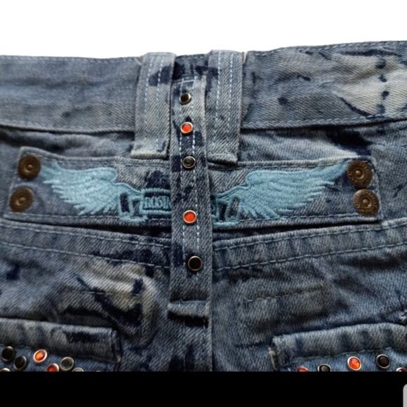 Robin's Jean Men's Acid Washed Large Flap Back Pocket Denim Jeans - Picture 4 of 10